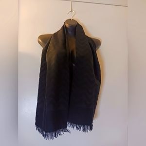 Vintage Accessory Lady Woolmark Pure‎ New Wool Black Scarf 59" Inches